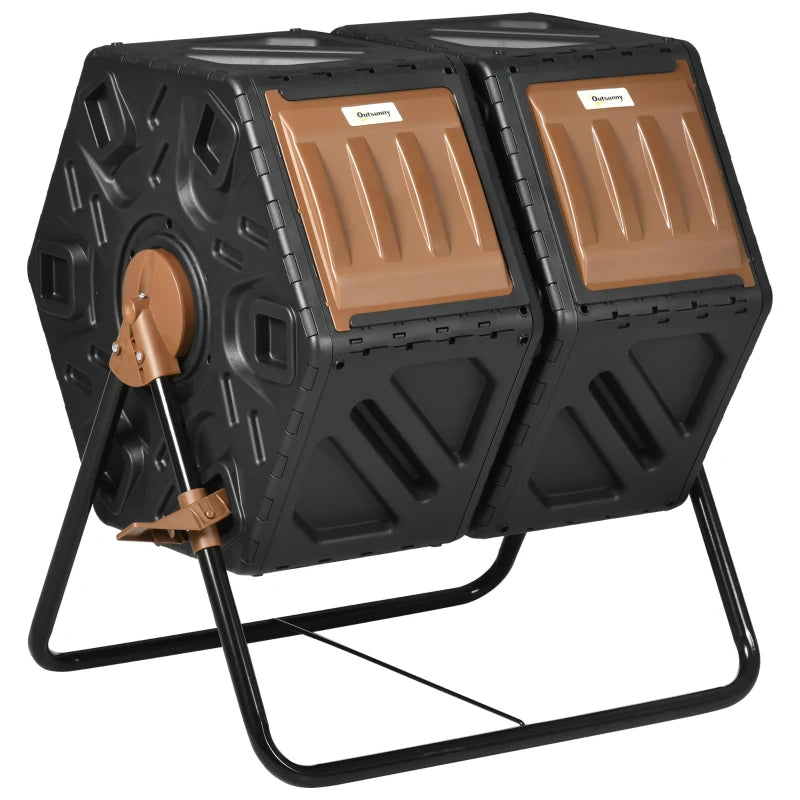 Black 130L Double Chamber Composter for Easy Composting