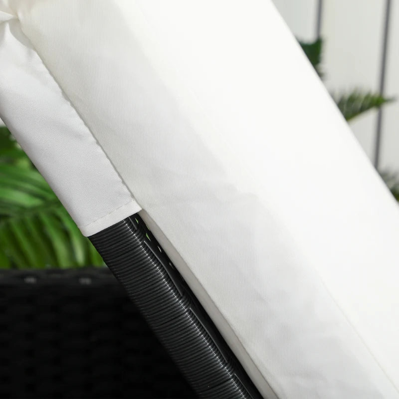 3-Piece Rattan Sun Lounger Set with Cream White Cushions