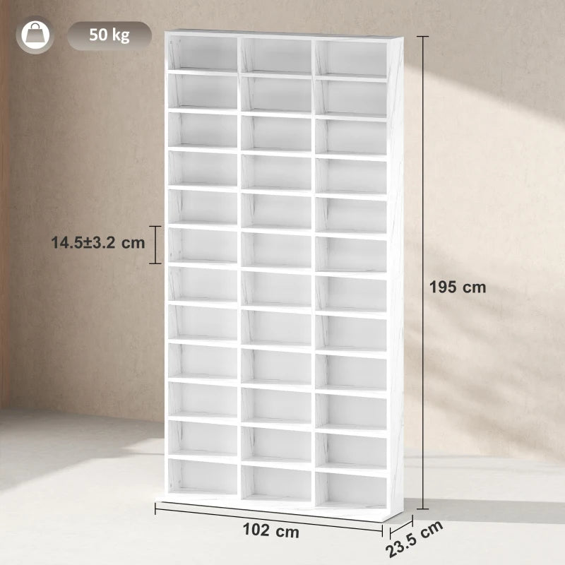 Adjustable CD Storage Unit with Marble Effect, 102 x 195 cm - Stylish and Functional Media Organizer