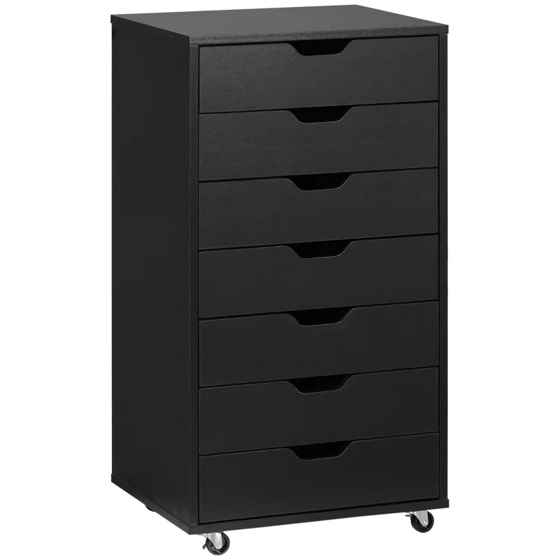 Vinsetto Black Seven-Drawer Filing Cabinet on Wheels - Stylish Storage Solution for Home Office Organization