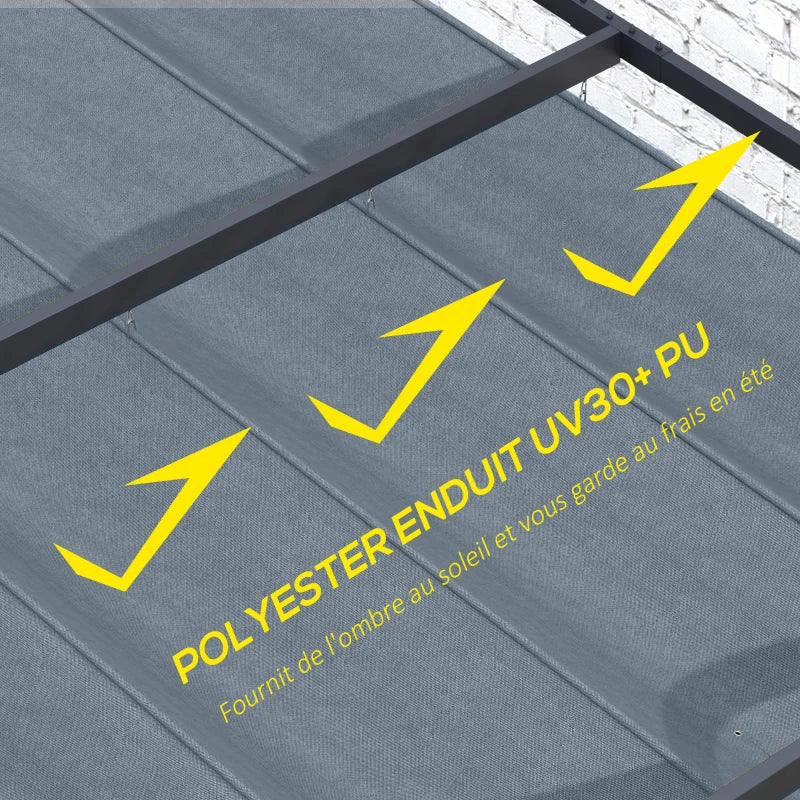 Dark Grey Retractable Pergola Sun Shade Cover, UV30+ Protected, 3x2.15m
