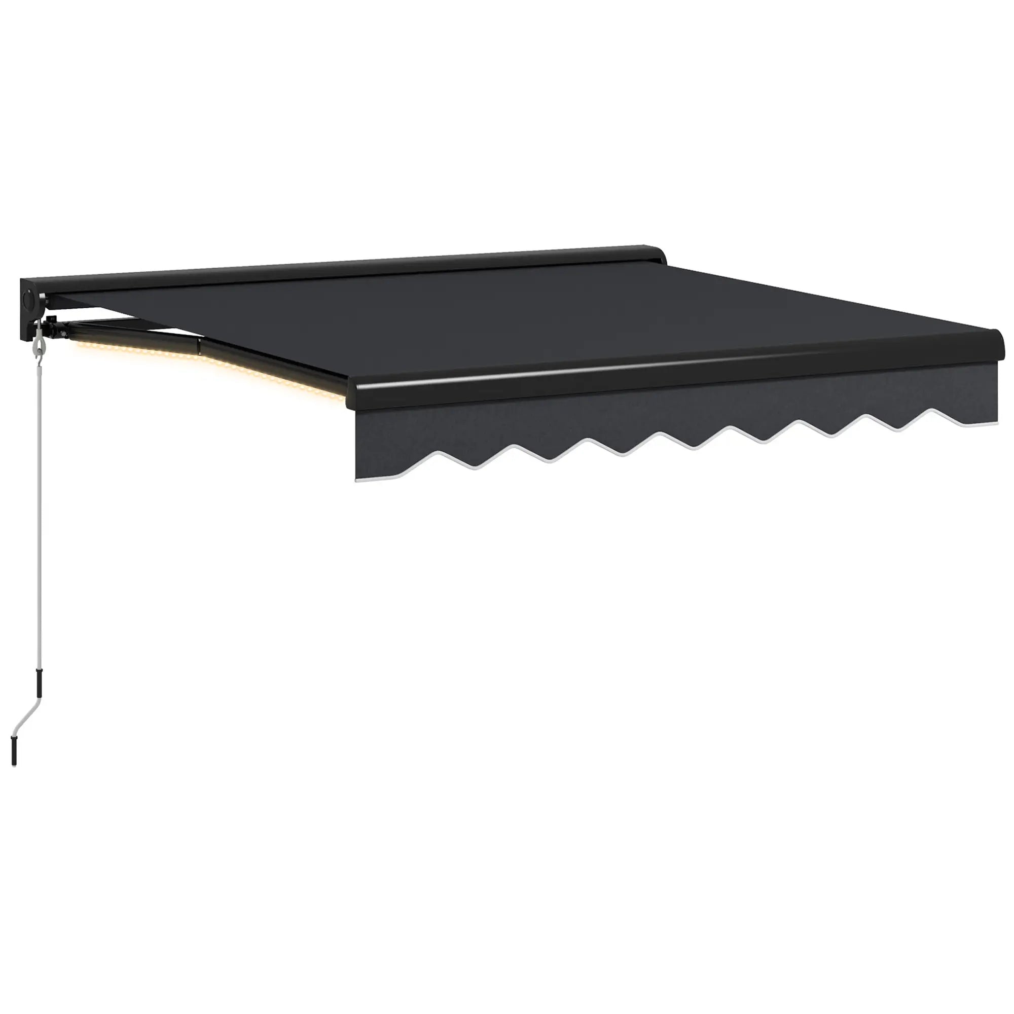 Black 3m x 2.5m Electric Awning with LED Lights - Aluminium Frame Retractable Awning
