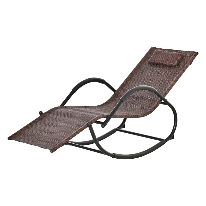 Brown Rocking Patio Chair with Removable Pillow