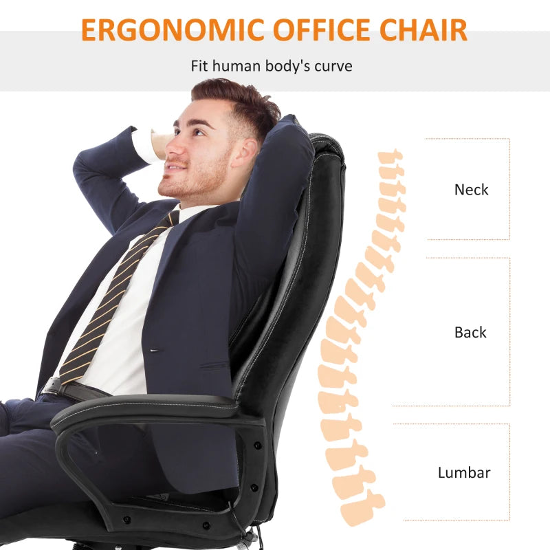 Vinsetto Ergonomic Office Chair with 6-Point Massage Function PU Leather Desk Chair with Padded Seat and Armrests Adjustable Computer Chair for Home Office Black