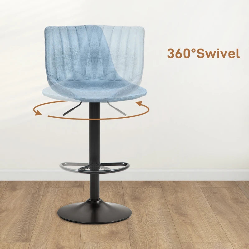 Set of 2 Retro Blue Tub Bar Stools - Stylish Modern Seating for Kitchen, Dining, or Home Bar
