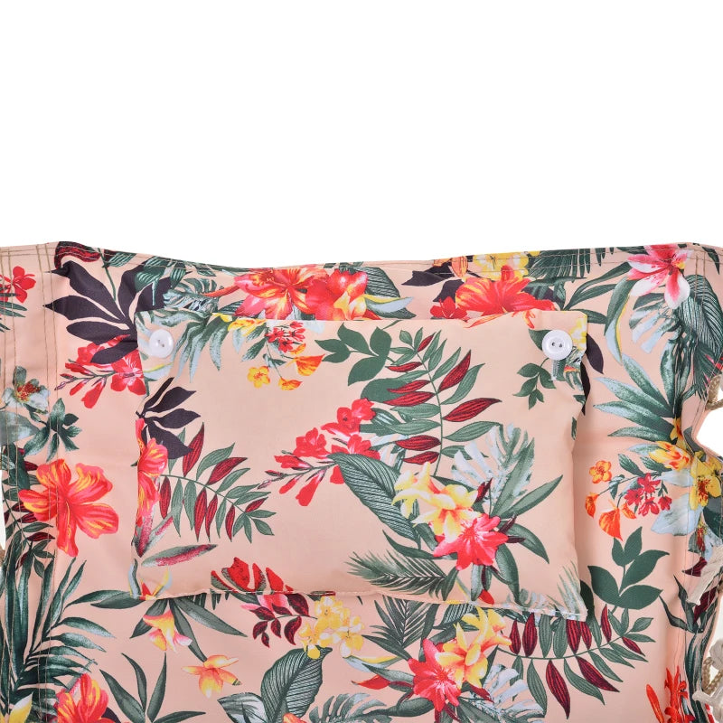 Multicoloured Floral Hanging Hammock Chair with Wooden Arms