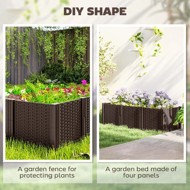 Modular Brown Plastic Raised Garden Bed Kit - 4ft x 2ft Planter Box for Flowers, Vegetables, and Herbs
