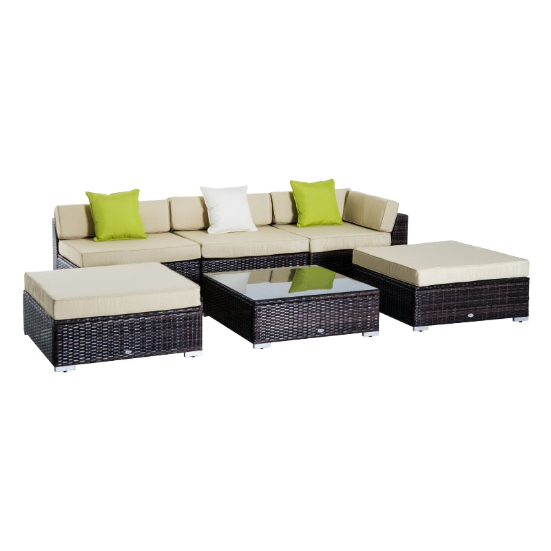 6 Piece Rattan Sofa Set With Coffee Table