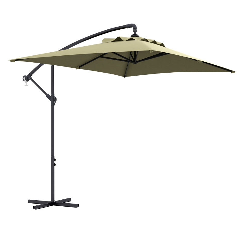 Beige 3m Square Cantilever Parasol with Cross Base