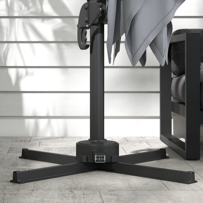 Adjustable Light Grey Cantilever Parasol with Solar LED Lights