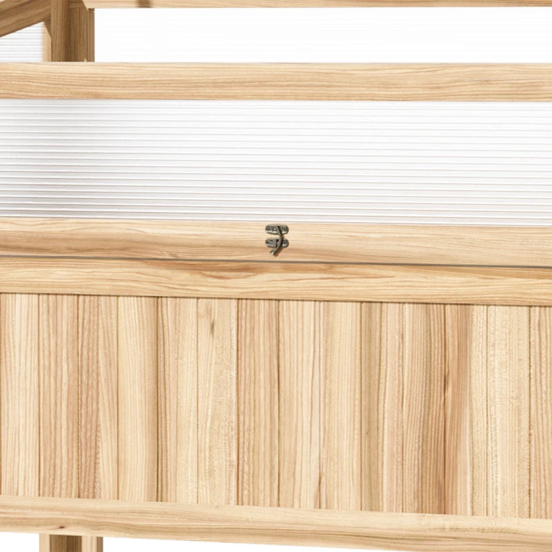 Wooden Greenhouse Garden Bed with Elevated Box - Natural
