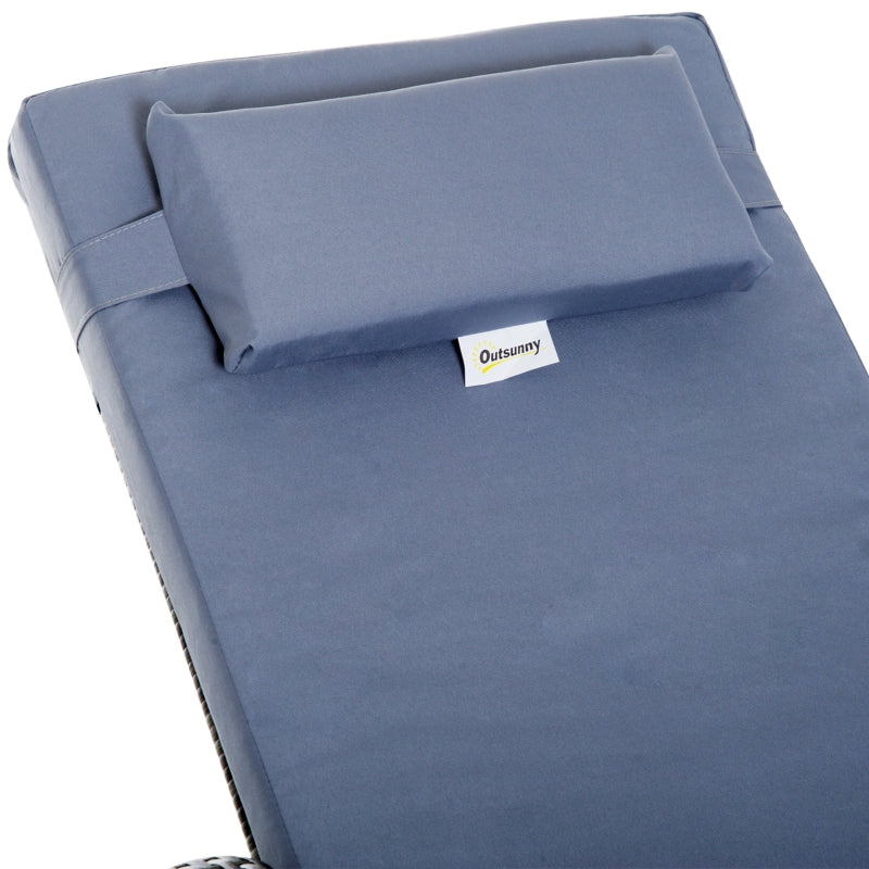 Grey Rattan Sun Lounger Set with Recliners and Coffee Table