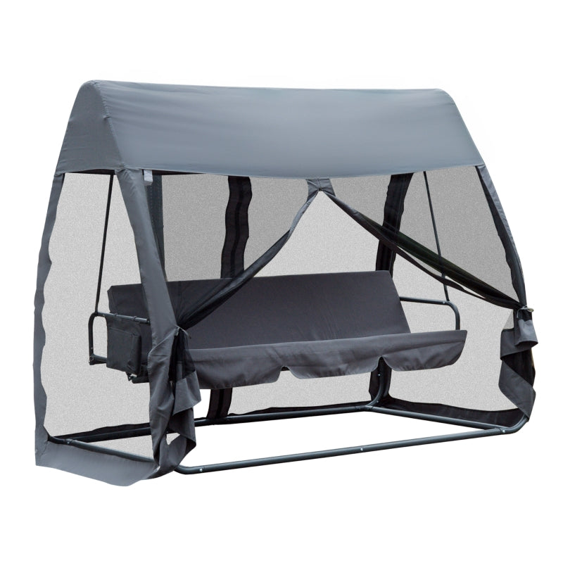 3-Person Convertible Swing Lounger Bed - Grey