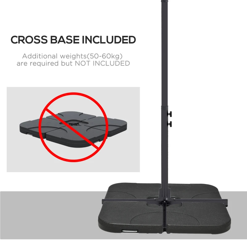 Black 3m Overhanging Cantilever Parasol with Cross Base