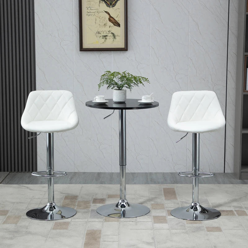 Round Height Adjustable Bar Table with Metal Base - Stylish Pub Desk for Home Bar, Dining Room & Kitchen - Black