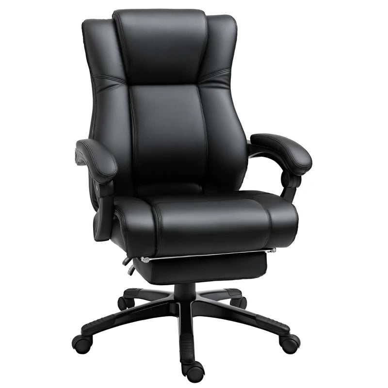 Vinsetto Executive Office Chair - PU Leather Swivel Desk Chair with Footrest, Adjustable Height, Wheels, Black for Home & Office