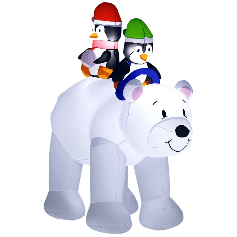 6.4ft Inflatable Polar Bear & Penguin Christmas Decoration - Festive Holiday Yard Inflatable for Outdoor Display