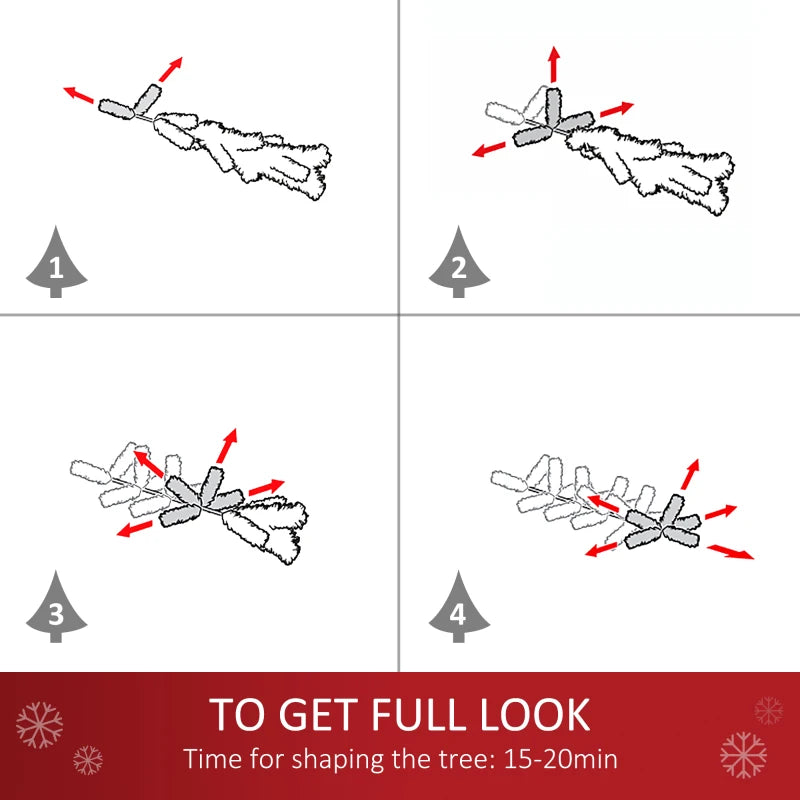 6FT Prelit Snow Flocked Christmas Tree with Warm White LED Lights - Festive Holiday Home Decoration in Green & White