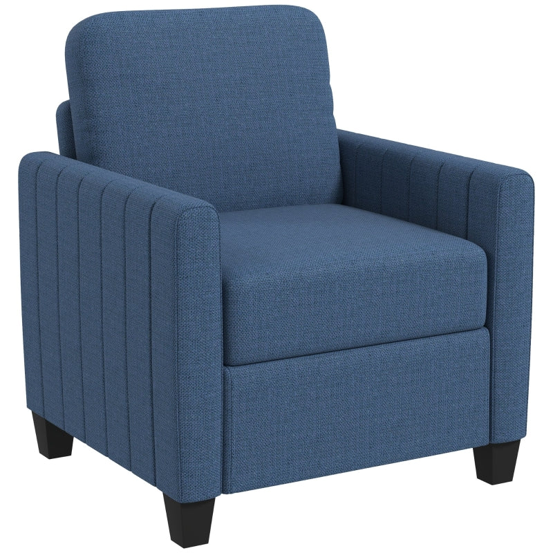 Modern Boxy Linen-Look Armchair in Blue for Stylish Living Room Decor