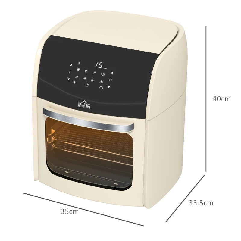 Digital Air Fryer Oven 12L - 8 Preset Modes, 1800W Rapid Air Circulation, Memory Function, Cream Color