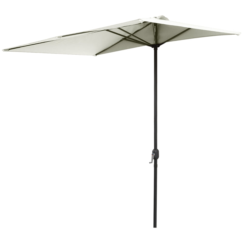 Beige Half Round Balcony Parasol with Crank Handle (2.3m) - Base Not Included