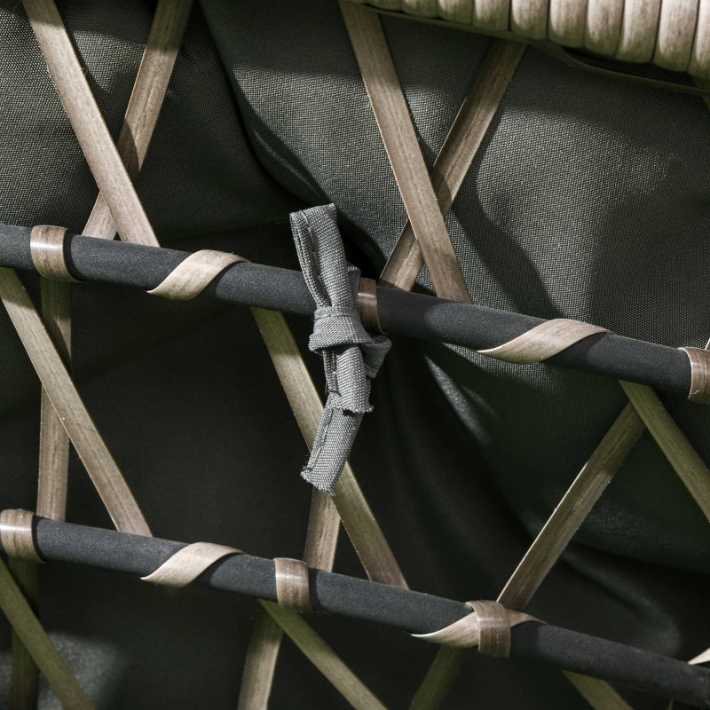 Grey Rattan Garden Moon Chair Set - 3-Piece