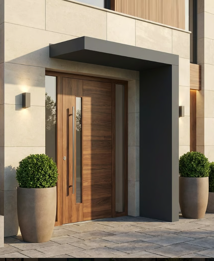 200x90cm Aluminium Canopy With LED Light Strip & Side Panel - Anthracite Grey (Left or Right)