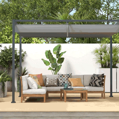 3m x 2m Grey Metal Pergola