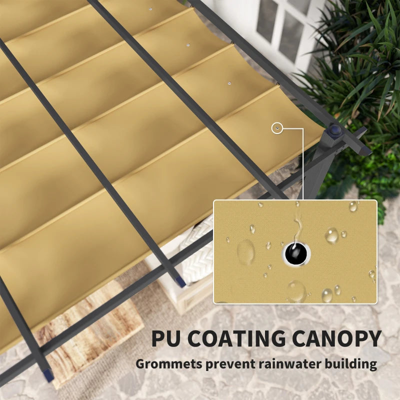 3x3m Khaki Aluminium Pergola with Retractable Roof