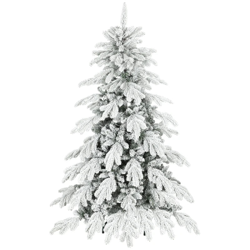 5ft Super Flocked Christmas Tree - Lush Green & White Snowy Tips - Perfect Holiday Decor for Home & Office
