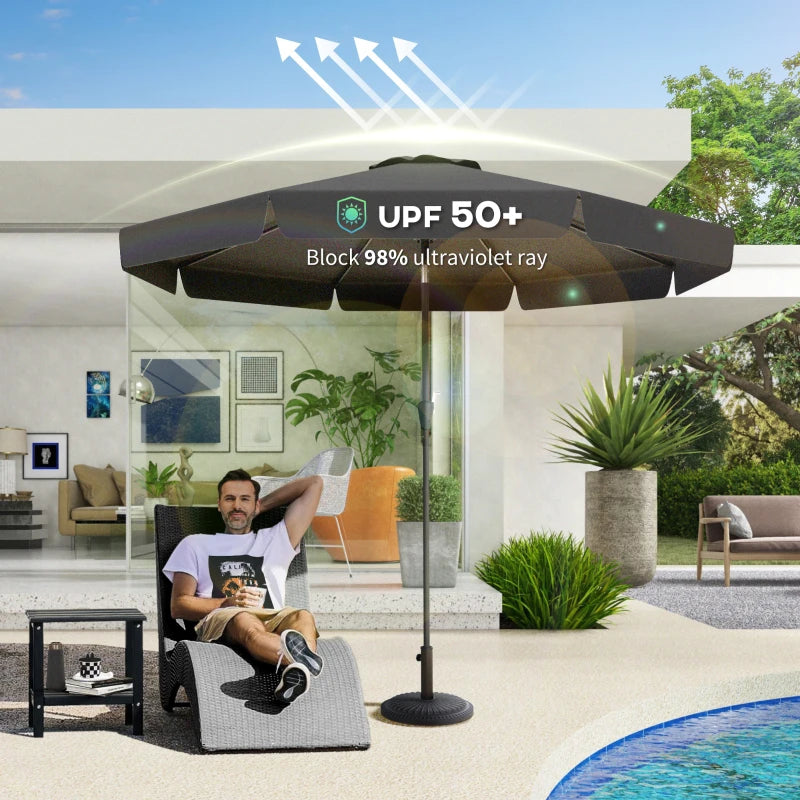 Black 2.7m Patio Table Umbrella with Tilt and Crank