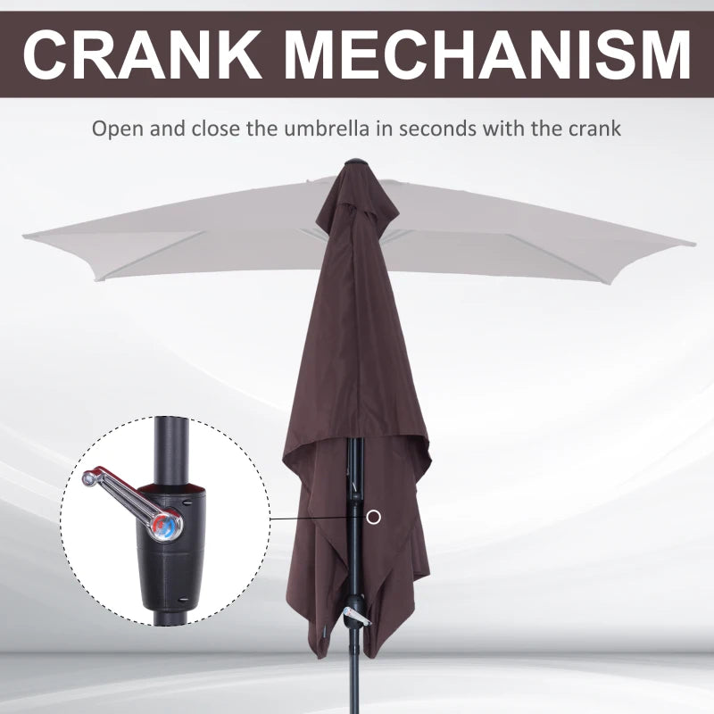 Brown Tilt Crank Patio Umbrella