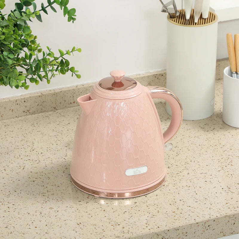 3kW Rapid Boil Light Pink Honeycomb Kettle - Stylish Electric Tea Maker for Quick Boiling and Modern Kitchens