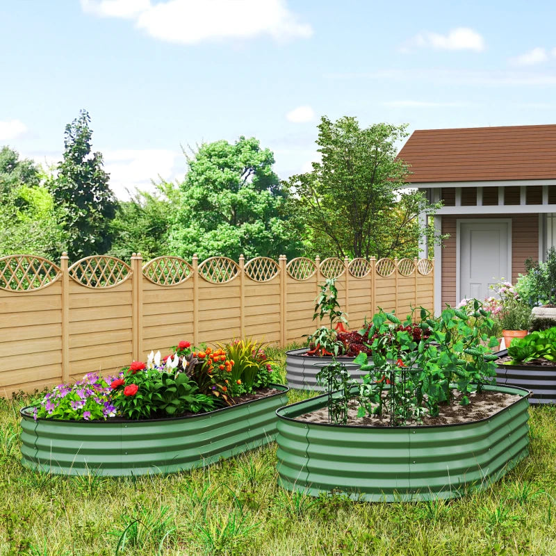 Set of Two 181 x 93cm Green Steel Planters