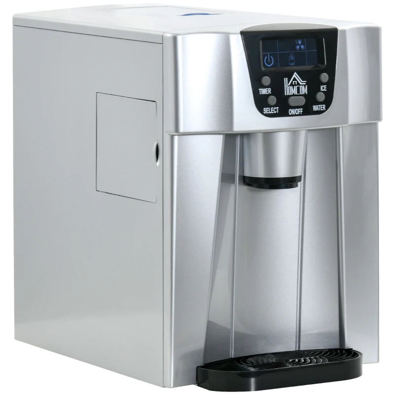 3L Ice Maker & Water Dispenser - 12kg Daily, 9 Ice Cubes in 6-10 Mins, Silver, Compact & Efficient