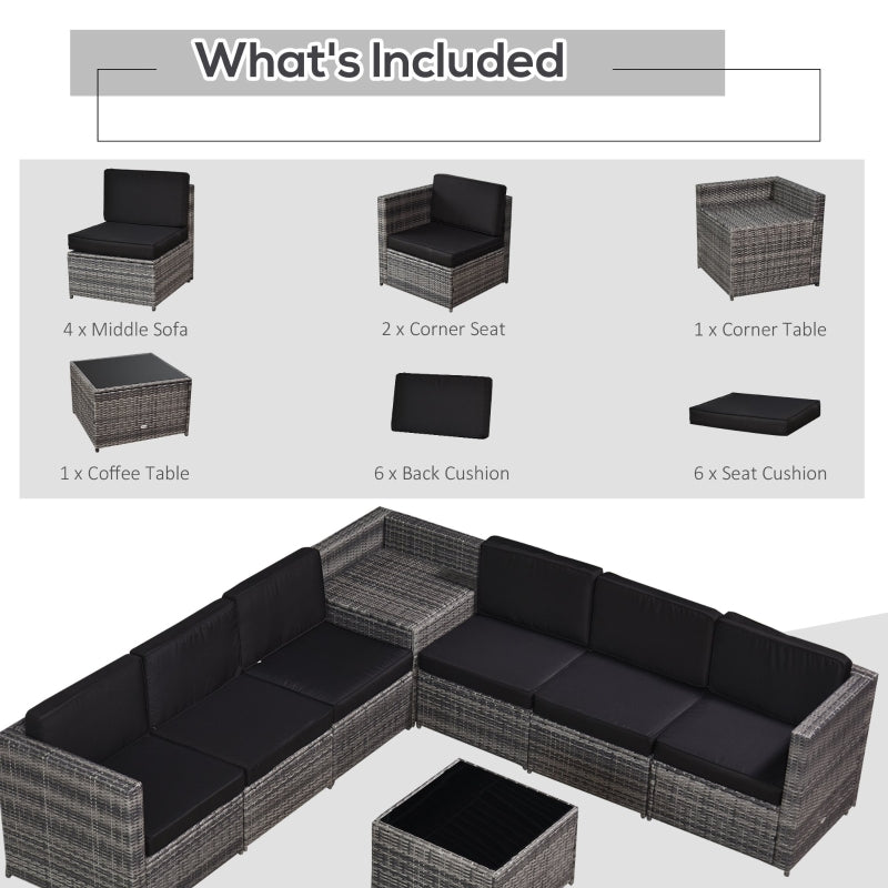 6-Seater Rattan Corner Sofa Set Set With Cushions