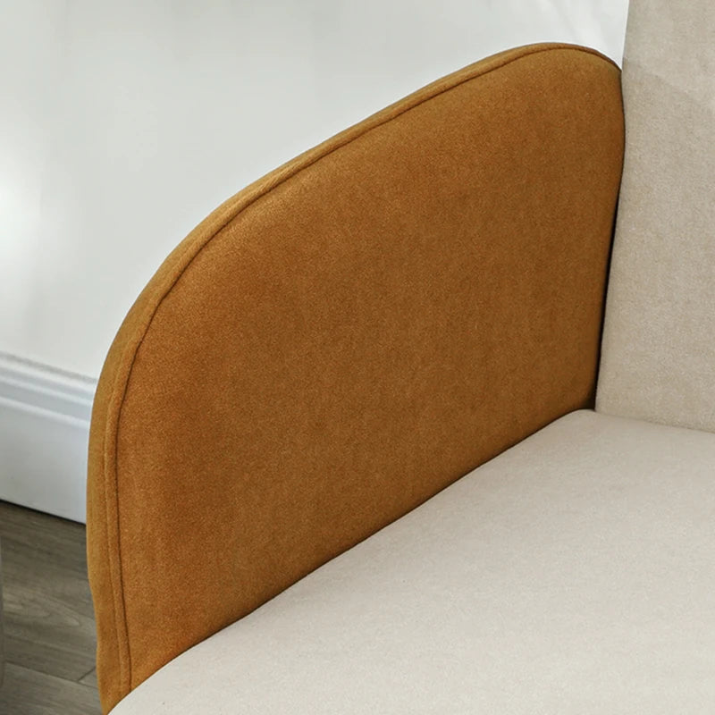 Mid Century Velvet-Feel Two-Seater Sofa in Cream and Orange for Stylish Living Rooms