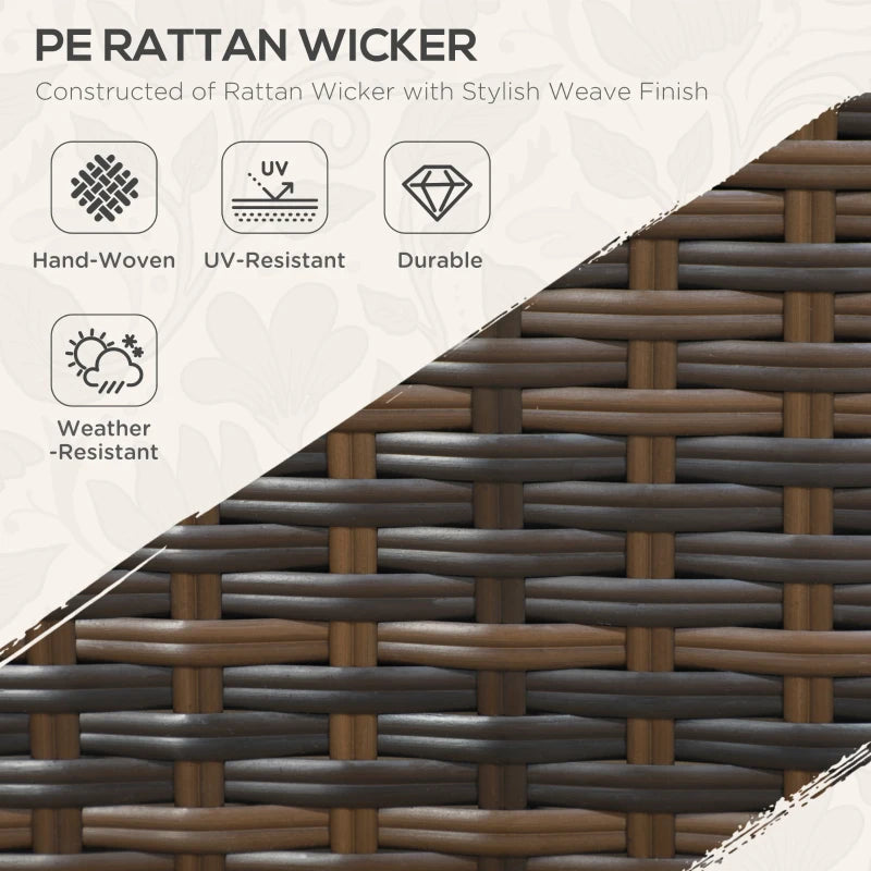 10 Seater Mixed Brown Rattan Corner Sofa - Cream Cushions