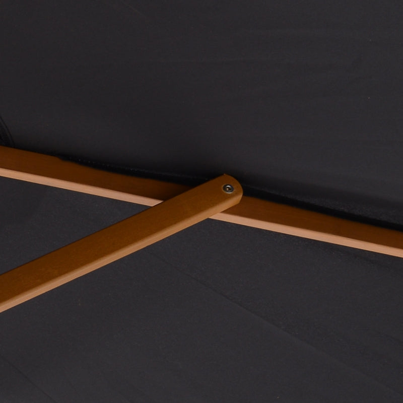 Black 2.5m Wooden Garden Parasol Sun Shade