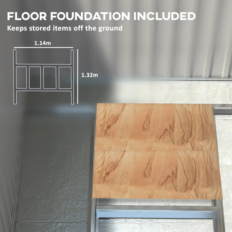 7ft x 5ft Galvanised Metal Shed with Sliding Door - Durable Dark Grey Outdoor Storage Solution