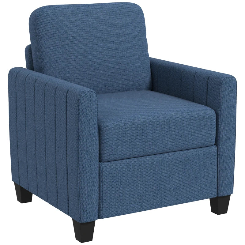 Modern Boxy Linen-Look Armchair in Blue for Stylish Living Room Decor