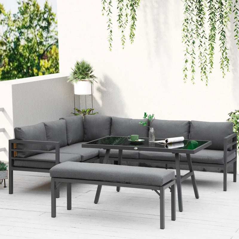 Grey Metal Outdoor Corner Sofa