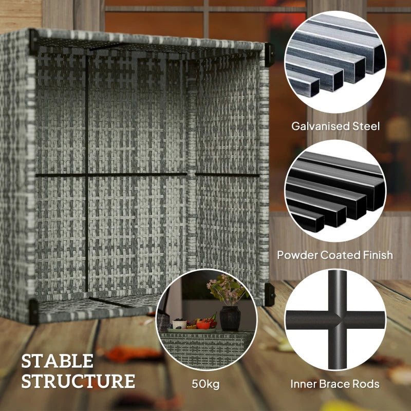 62 x 62cm Light Grey Glass-Top Rattan Side Table