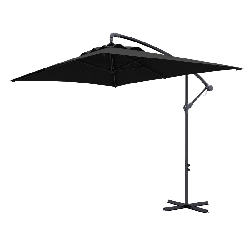 Black 3m Overhanging Cantilever Parasol with Cross Base