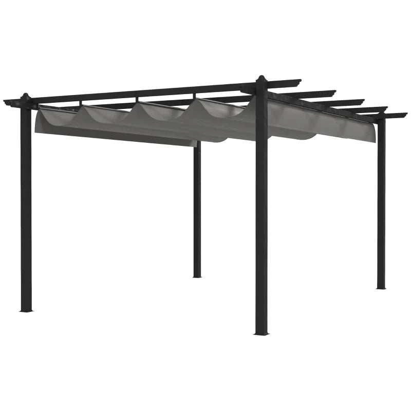 Grey 4m x 3m Aluminium Pergola with Retractable Roof