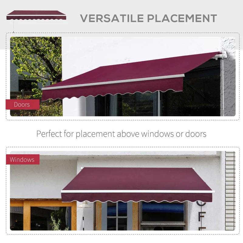 3m x 2.5m Red Manual Retractable Awning - Water Resistant