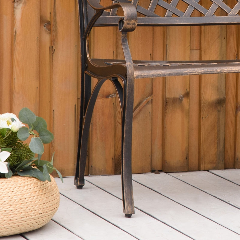 Bronze 2-Seater Cast Aluminium Outdoor Garden Bench