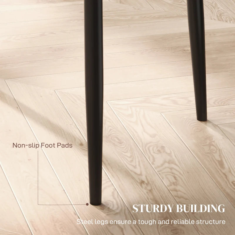 Set of 6 Stylish Black Faux Leather Dining Chairs - Modern Design for Home & Kitchen, Easy to Clean