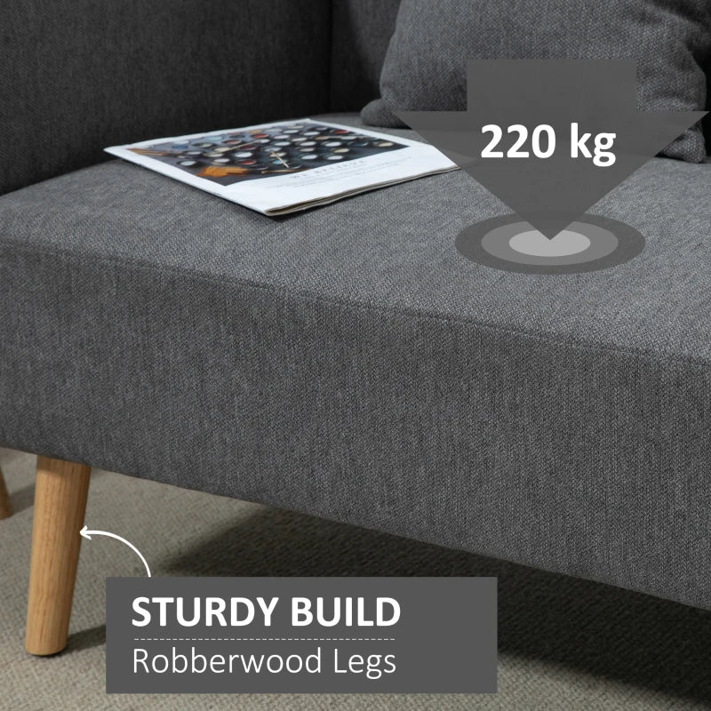 Modern Grey 2 Seater Loveseat Sofa with Pillows and Armrests for Living Room, Bedroom or Home Office