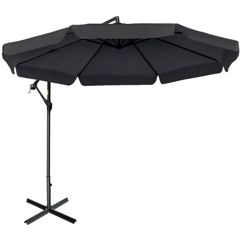 Black 2.7m Cantilever Garden Banana Parasol with Crank Handle